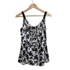 White House Black Market Women's Silk Sleeveless Floral Blouse Size Small